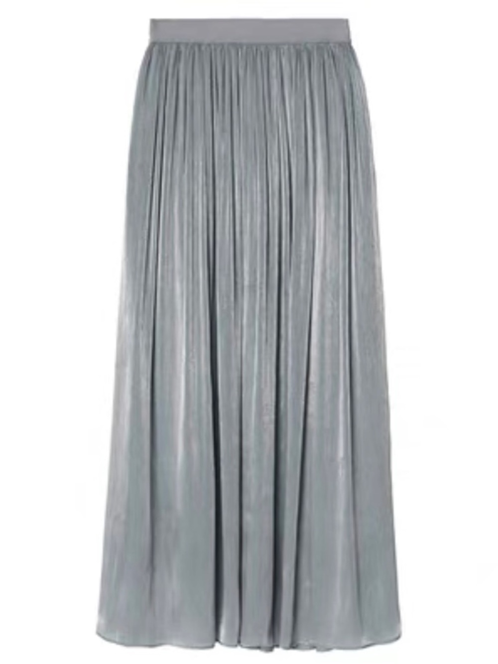 Dusty Blue Satin Shimmer Midi Skirt